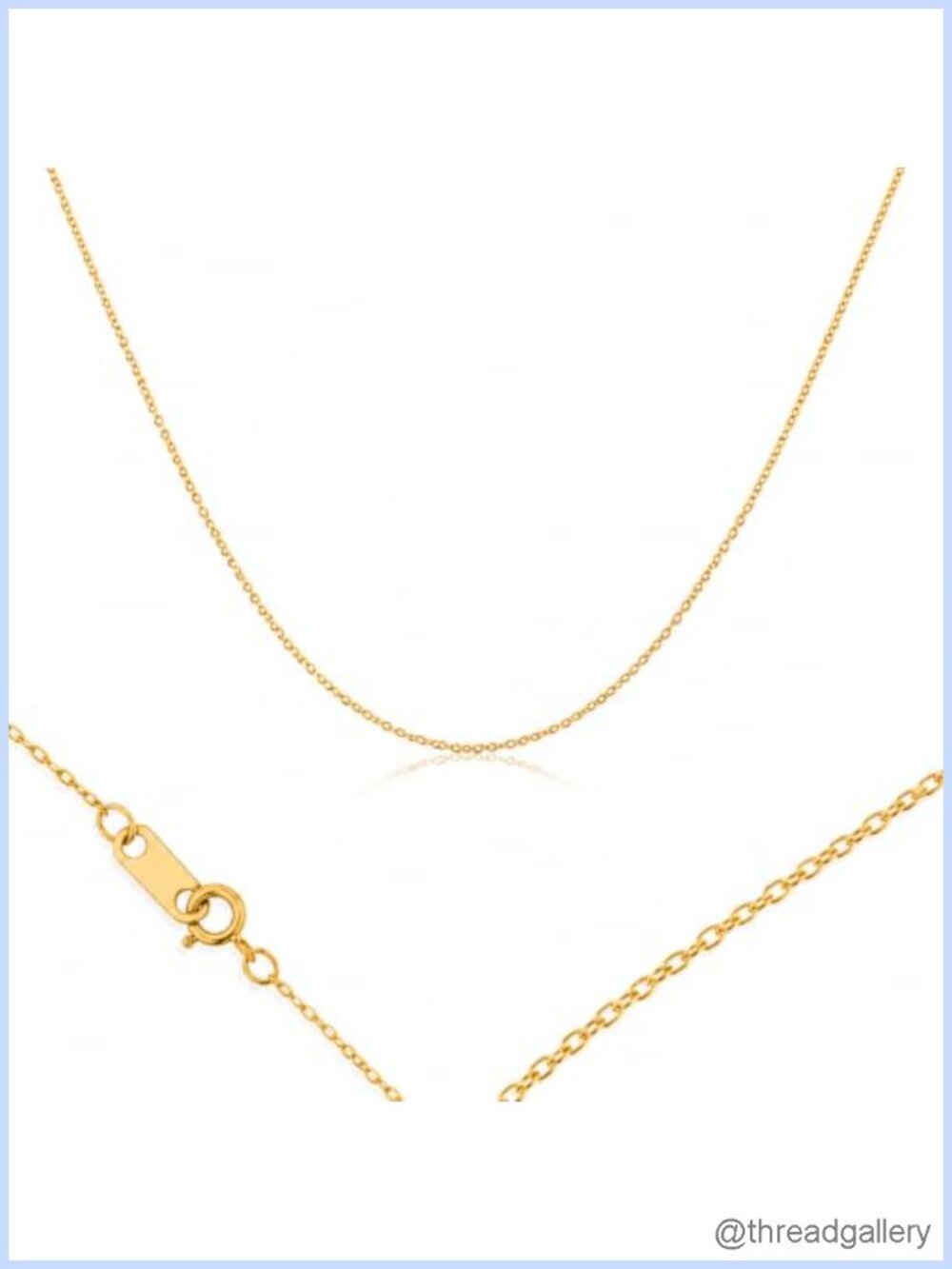 Solid 10K Gold Slim Rope Chain Necklace 18" 0.5mm Layering Jewelry Gift